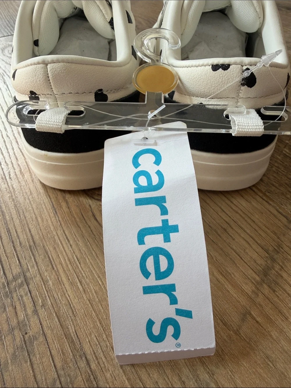 Carter's White Kids Sneakers with Black Heart Print - Velcro Straps